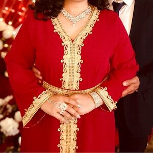 Red and Gold Embellished Dress